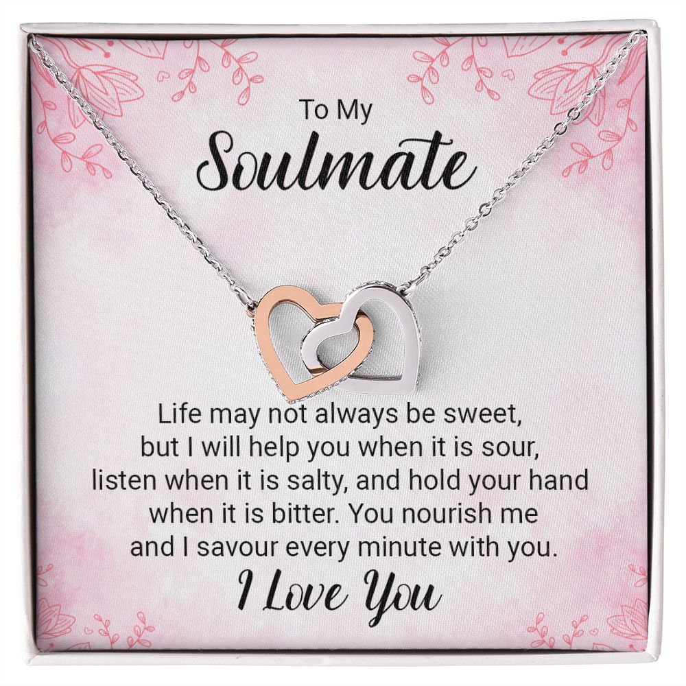 To My Soulmate Necklace for her Jewelry For Her Couples Gifts Necklaces For Soul Mate Christmas Jewelry, Love Knot Meaningful Necklace Message Card and Gift Box Styles on Birthday, Christmas, Anniversary Interlocking Heart