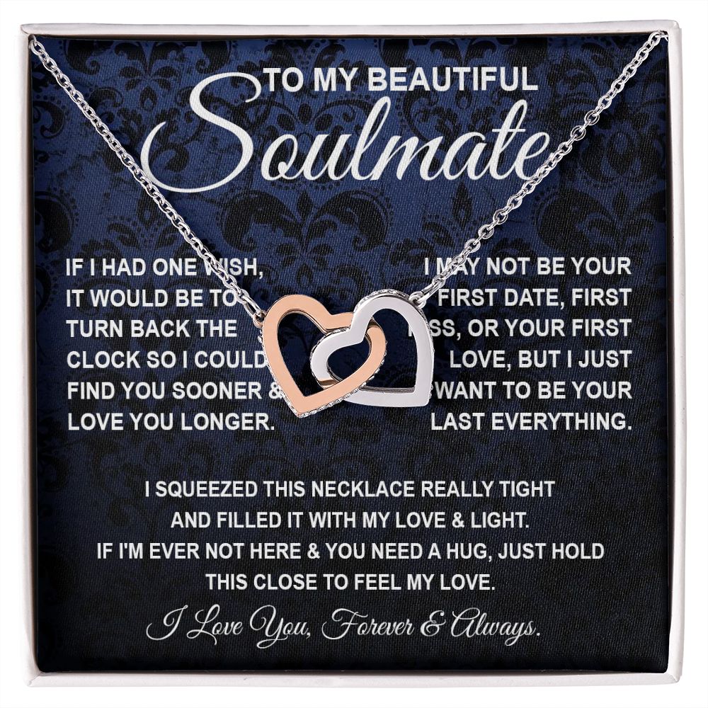 To My Beautiful Soulmate Necklace, Soulmate Jewelry For Women, Wife Necklace From Husband, Soulmate Gift For Her, To My Future Soulmate Necklace Message Card and Necklace Gift Box Gift Box Styles on Birthday, Wedding, Anniversary, Valentine Interlocking H