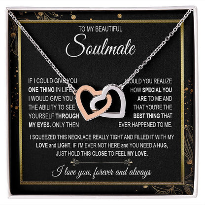 To My Soulmate Necklace for Women, Necklaces For Wife from Husband, Soulmate Necklace to My Future Wife, Necklace For Soulmate with Message Card and Necklace Gift Box Gift Box Styles on Birthday, Christmas, Wedding, Anniversary Interlocking Heart