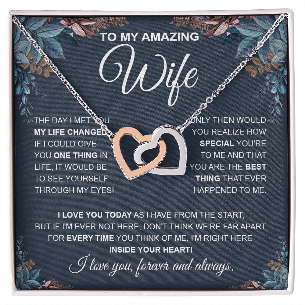to My Wife Necklace, Soulmate Jewelry for Women, Wife Gifts from Husband, Wedding Necklace for Wife Soulmate Gifts Future Wife Necklace Message Card and Gift Box Styles on Birthday, Wedding, Anniversary, Valentine Interlocking Heart