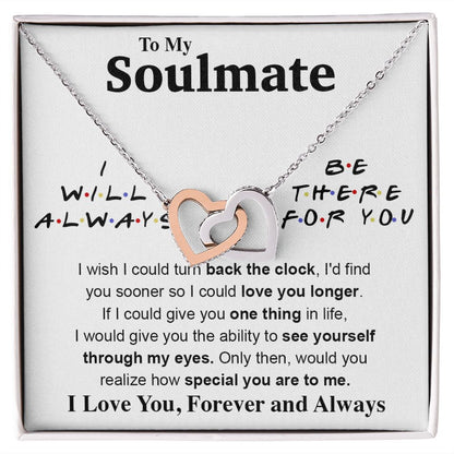 To My Soulmate Necklace To My Future Wife Gifts, Promise Necklace For Her, Fiance Gifts For Her, Valentine Gifts For Soulmate From Husband With Message Card Box LED, Soulmate Necklace For Women, To My Wife Necklace Interlocking Heart