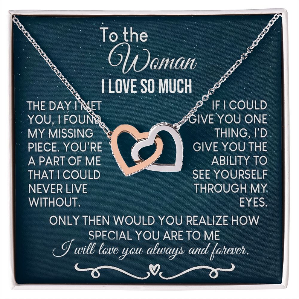 To The Woman Necklace Future Wife Gifts, Promise Necklace For Her, Fiance Gifts For Her, Valentine Birthday Gifts For Future Wife With Message Card Box LED, Soulmate Necklace For Women, To My Wife Necklace Interlocking Heart
