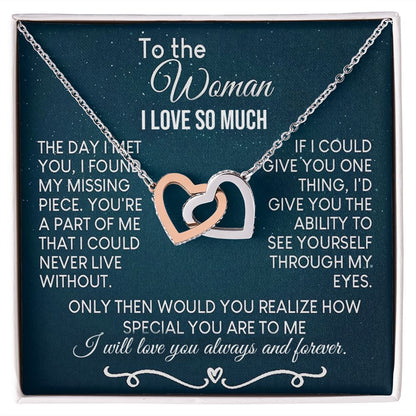 To The Woman Necklace Future Wife Gifts, Promise Necklace For Her, Fiance Gifts For Her, Valentine Birthday Gifts For Future Wife With Message Card Box LED, Soulmate Necklace For Women, To My Wife Necklace Interlocking Heart