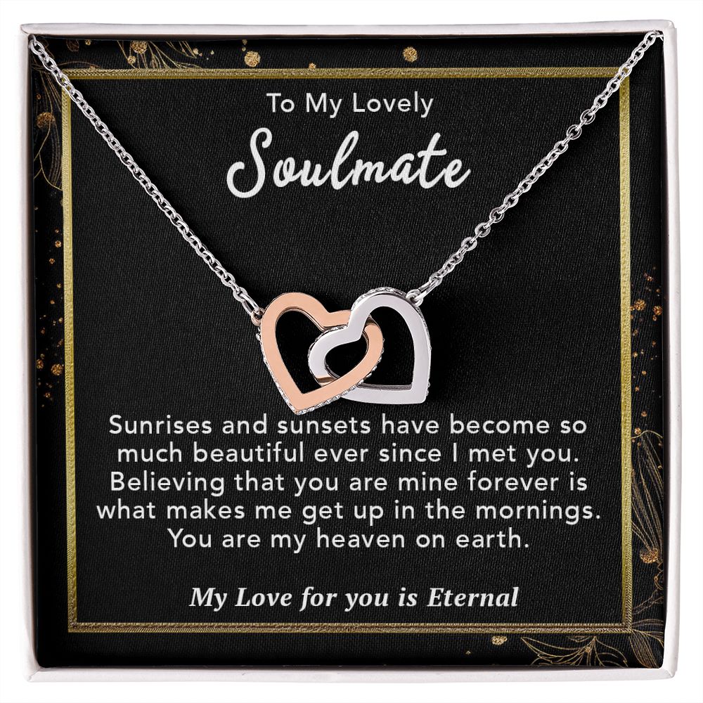 To My Lovely Soulmate Necklace Gift From Husband To My Badass Wife Pendant Jewelry with Message Card and Gift Box. Gift for Wife. Necklace Gift Set for Wife Necklace Gifts Box Gift Box Styles Interlocking Heart