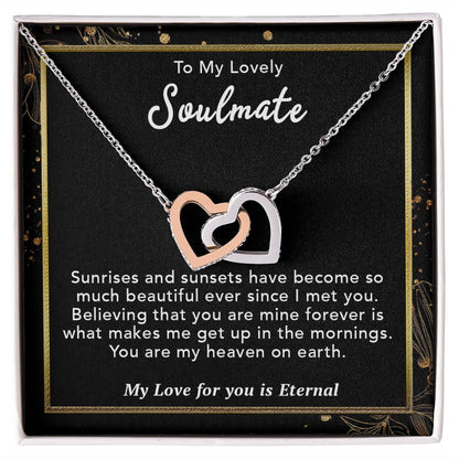 To My Lovely Soulmate Necklace Gift From Husband To My Badass Wife Pendant Jewelry with Message Card and Gift Box. Gift for Wife. Necklace Gift Set for Wife Necklace Gifts Box Gift Box Styles Interlocking Heart