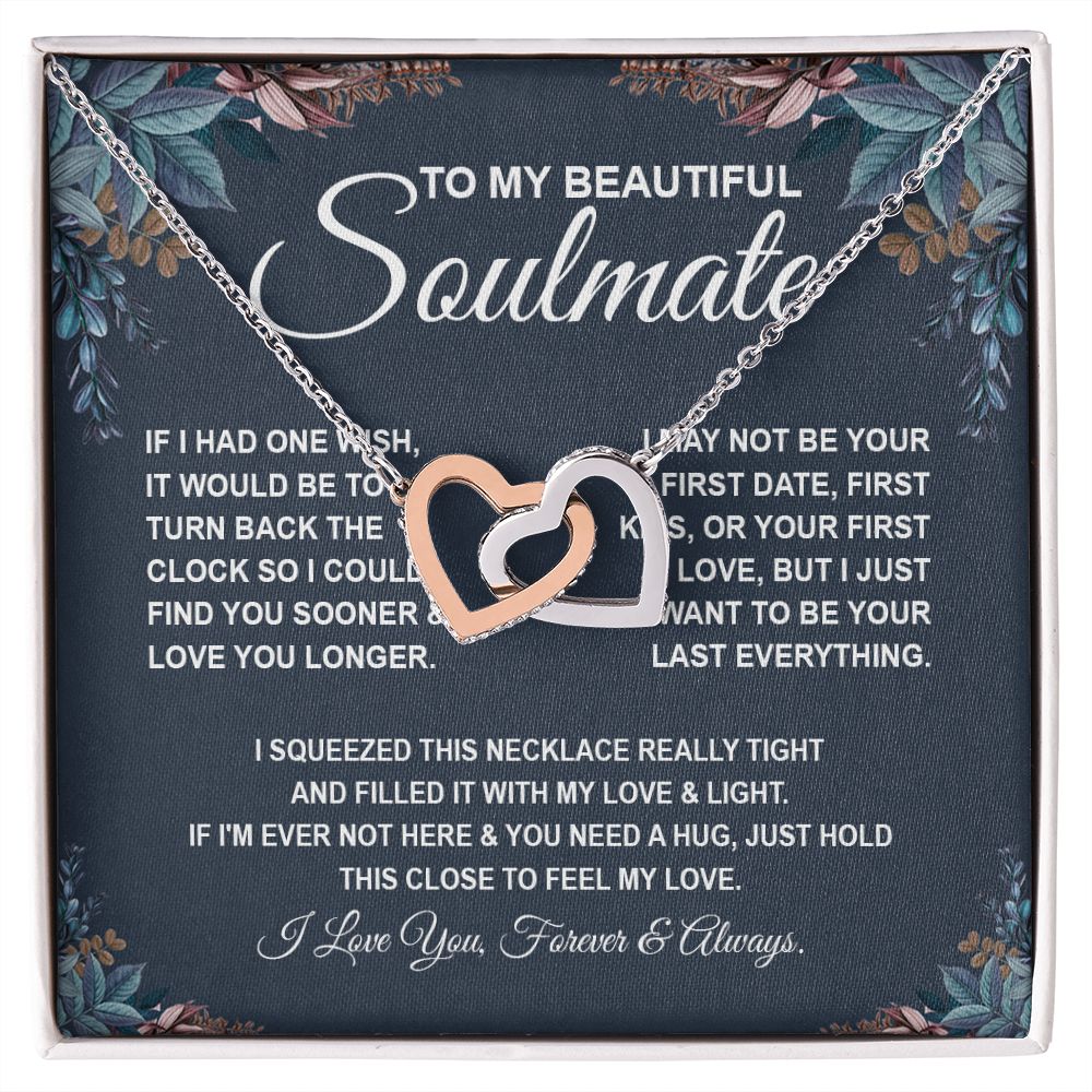 To My Beautiful Soulmate Necklace, Soulmate Jewelry For Women, Wife Necklace From Husband, Soulmate Gifts For Her, To My Future Soulmate Necklace Message Card and Necklace Gift Box Gift Box Styles on Birthday, Wedding, Anniversary, Valentine Interlocking