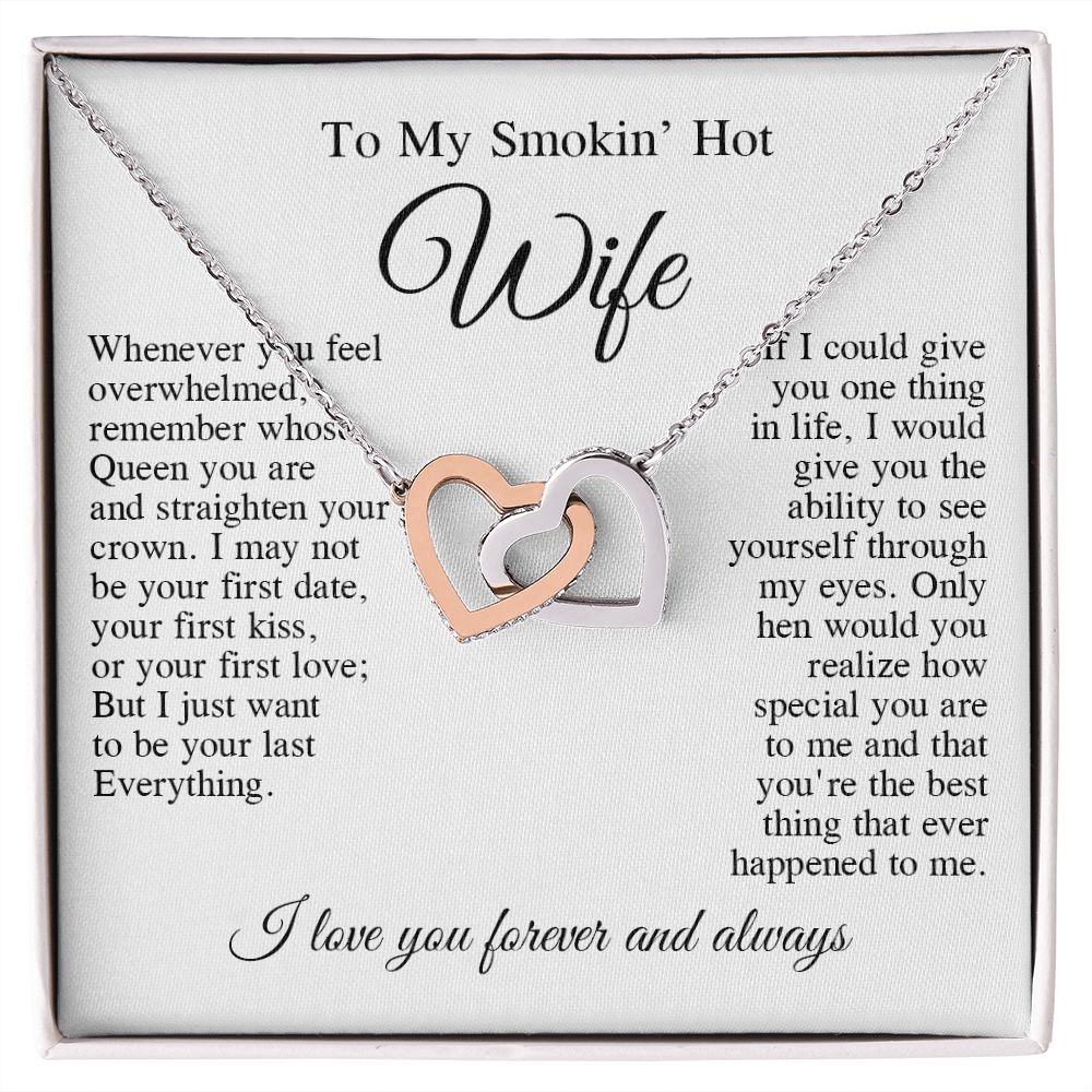 To My Beautiful Wife Necklace, Wedding Anniversary Jewelry for Women, Anniversary Gifts For Wife From Husband To My Wife Necklace Message Card and Necklace Gift Box Gift Box Styles on Birthday, Wedding, Anniversary, Valentine Interlocking Heart