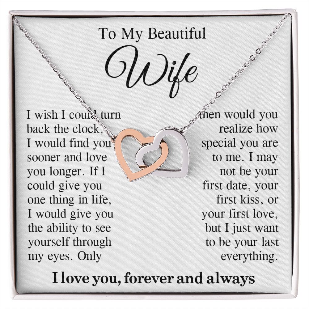 To My Beautiful Soulmate Necklace Gift, Wife Gifts From Husband, Valentine Gifts For Wife From Husband To My Soulmate Necklace Message Card and Necklace Gift Box Gift Box Styles on Birthday, Wedding, Anniversary, Valentine Interlocking Heart