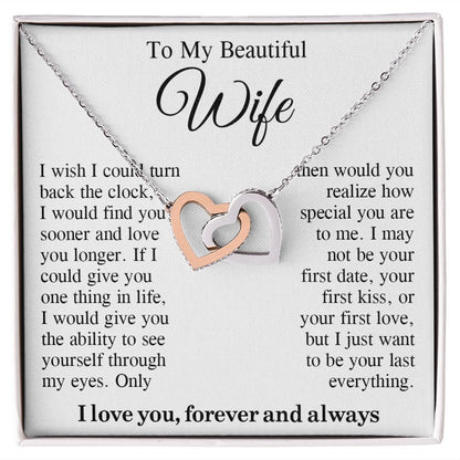 To My Beautiful Soulmate Necklace Gift, Wife Gifts From Husband, Valentine Gifts For Wife From Husband To My Soulmate Necklace Message Card and Necklace Gift Box Gift Box Styles on Birthday, Wedding, Anniversary, Valentine Interlocking Heart