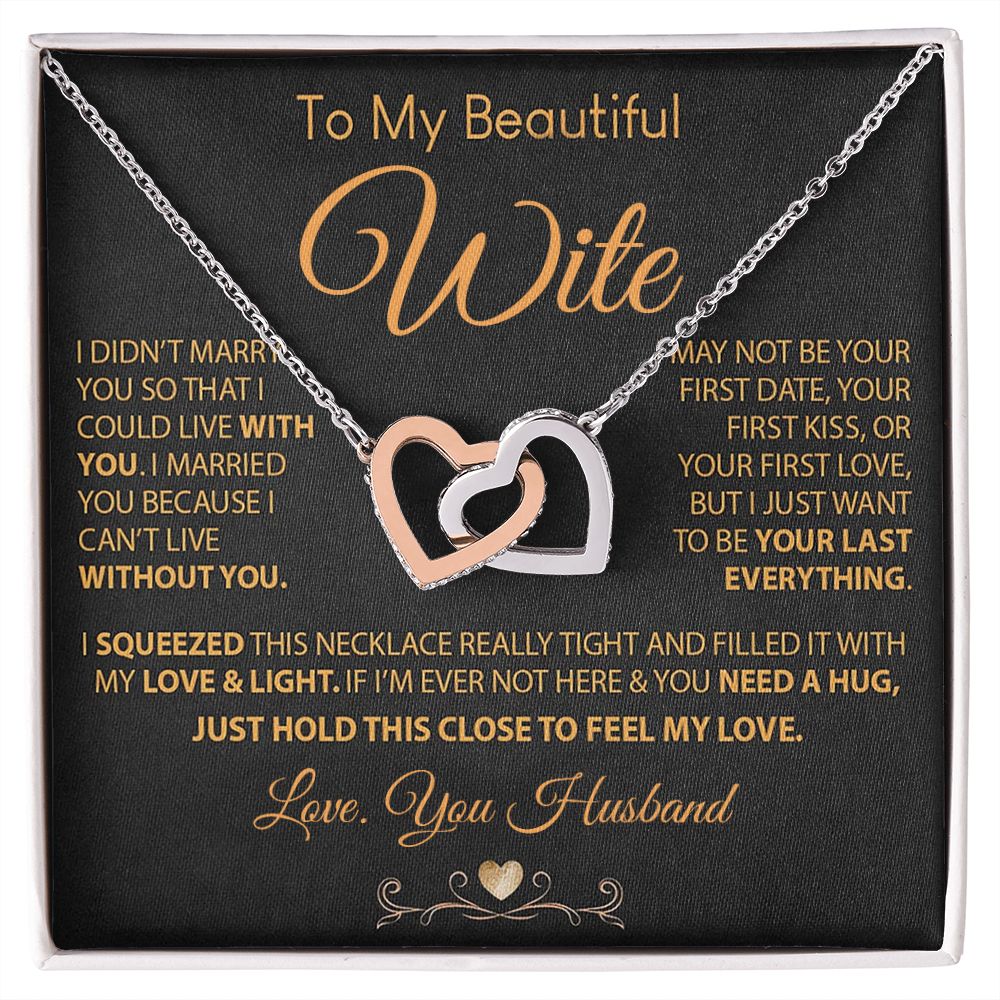 My Beautiful Soulmate Necklace Future Wife Gifts, Promise Necklace For Her, Fiance Gifts For Her, Valentine Gifts For Future Wife With Message Card Box LED, Soulmate Necklace For Women, To My Wife Necklace Interlocking Heart