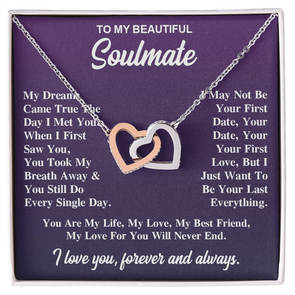 To My Soulmate Necklace Gift for Her, Soulmate Jewelry, Necklaces for Wife from Husband, Valentine To My Wife Necklace, Soulmate Gifts, Necklace Message Card and Gift Box Styles on Birthday, Wedding, Anniversary, Valentine Interlocking Heart