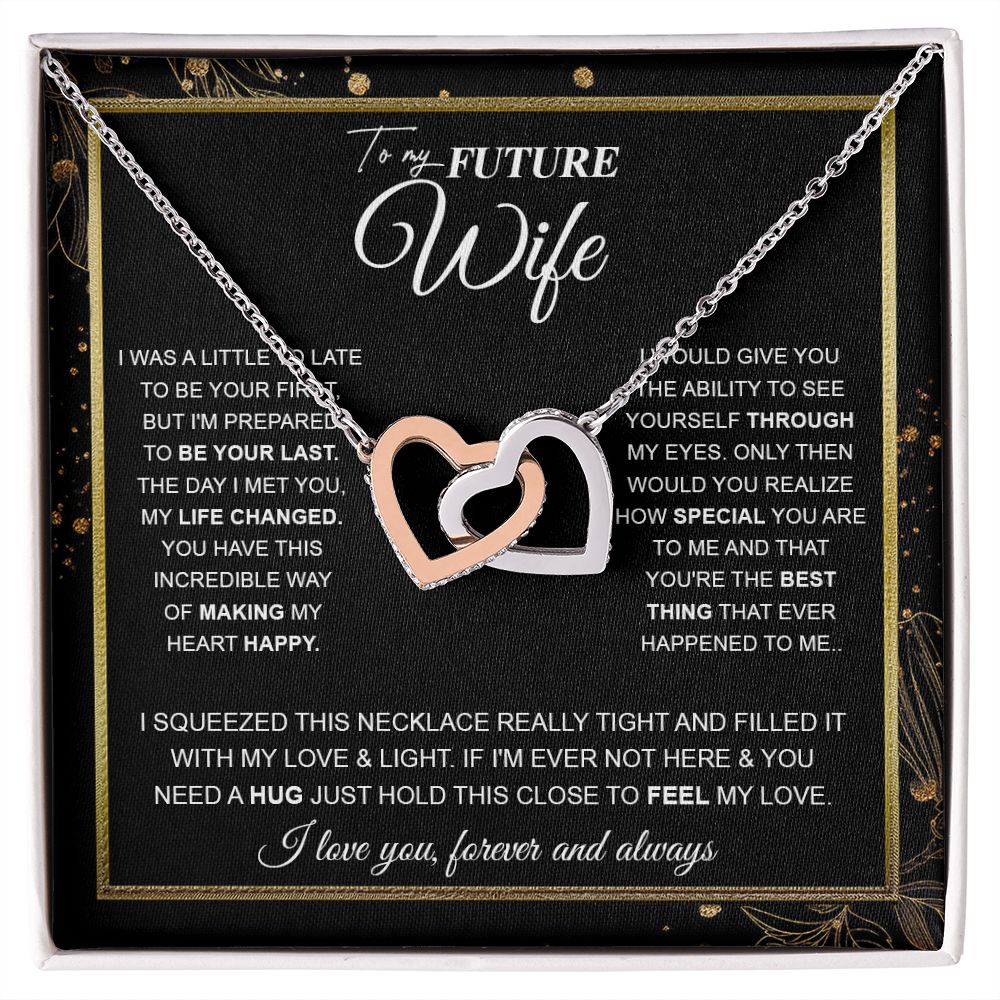 to My Future Wife Necklace Future Wife Gifts, Promise Necklace For Her, Fiance Gifts For Her, Valentine Birthday Gifts For Future Wife With Message Card Box LED, Soulmate Necklace For Women, To My Wife Necklace Interlocking Heart