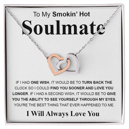 Gifts For Soulmate Birthday Gifts From Husband Necklace Valentines Day, Necklace for Future Soulmate, Wedding Anniversary Jewelry for Wife Necklace Gifts from Husband - Soulmate Gift Necklace with Message Card and Gift Box Interlocking Heart