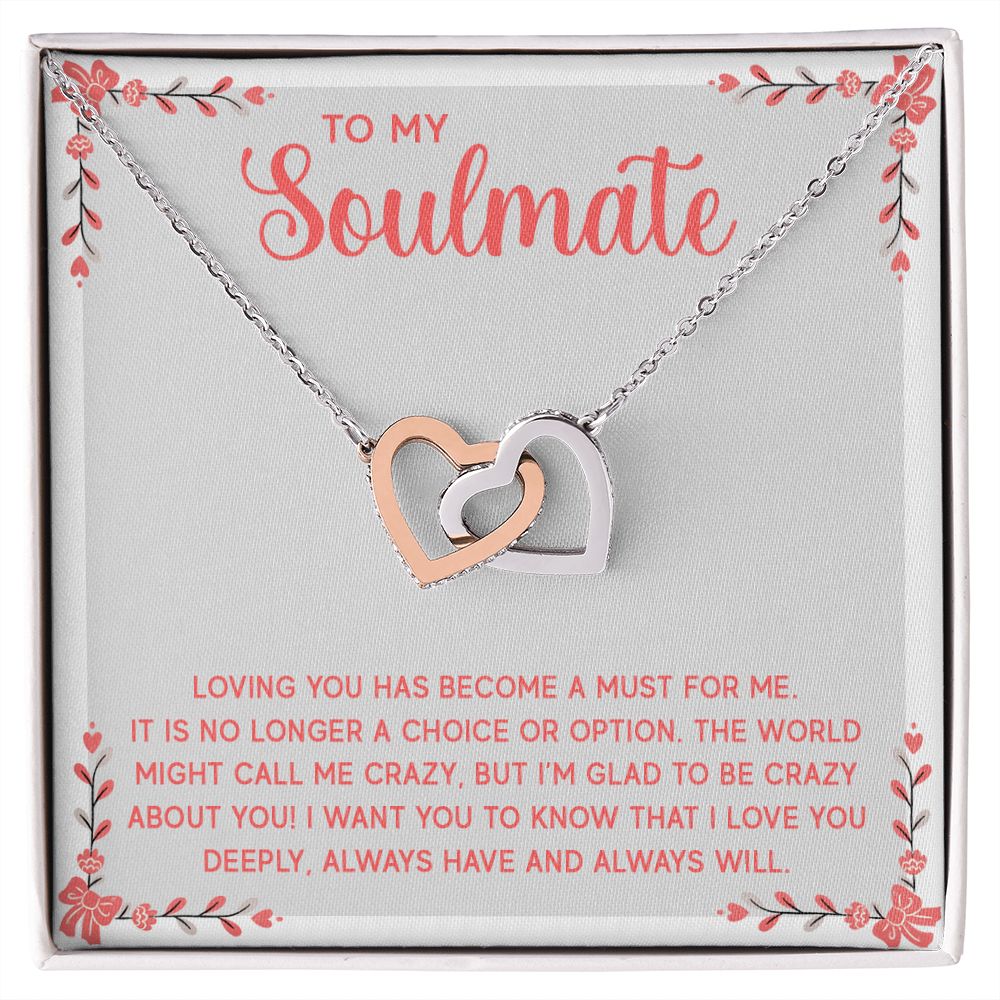 Couples Gifts, Soulmate Necklace Gifts From Husband, Wedding Anniversary Jewelry For Wife From Husband, Wife Birthday From Husband, To My Soulmate Message Card and Gift Box styles On Birthday, Christmas, Anniversary  Interlocking Heart