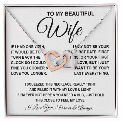 To My Beautiful Wife Necklace, Soulmate Jewelry For Women, Wife Necklace From Husband, Soulmate Gifts For Her, To My Future Wife Necklace Message Card and Necklace Gift Box Gift Box Styles on Birthday, Wedding, Anniversary, Valentine Interlocking Heart