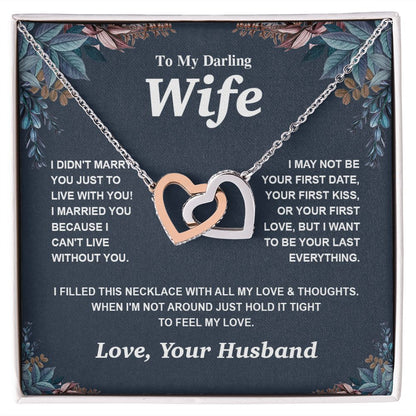 Valentine Gifts for Wife Necklace from Husband, Gifts for Wife from Husband, Valentine Gifts for Her Gifts Soulmate Message Card and Necklace Gift Box Gift Box Styles on Birthday, Wedding, Anniversary, Valentine Interlocking Heart