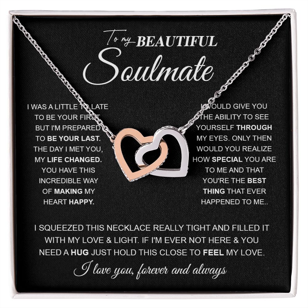 to My Beautiful Soulmate Necklace Future Wife Gifts, Promise Necklace For Her, Fiance Gifts For Her, Wedding Valentine Gifts For Future Wife With Message Card Box LED, Soulmate Necklace For Women, To My Wife Necklace Interlocking Heart