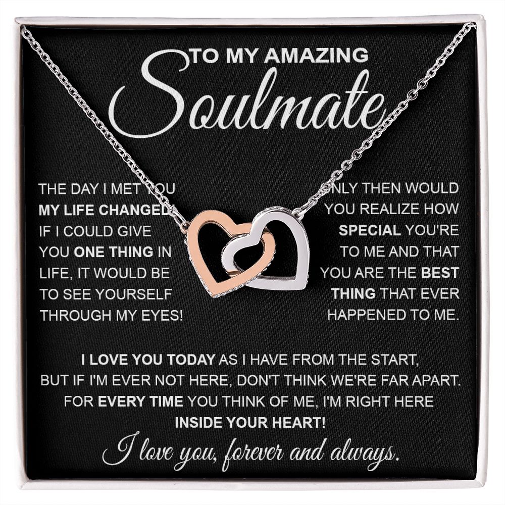to My Soulmate Necklace, Soulmate Jewelry for Women, Wife Gifts from Husband , Necklace for Wife Soulmate Gifts Future Wife Necklace Message Card and Gift Box Styles on Birthday, Wedding, Anniversary, Valentine Interlocking Heart