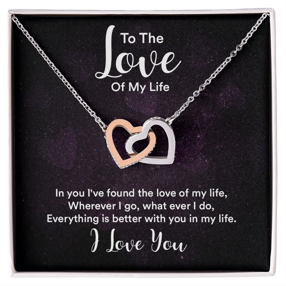Couples Gifts, To the Love of My Life Necklace Love Knot Special Gift, Wedding Anniversary Jewelry For Wife From Husband, Wife Birthday From Husband, To My Soulmate Message Card and Gift Box styles On Birthday, Christmas, Anniversary  Interlocking Heart