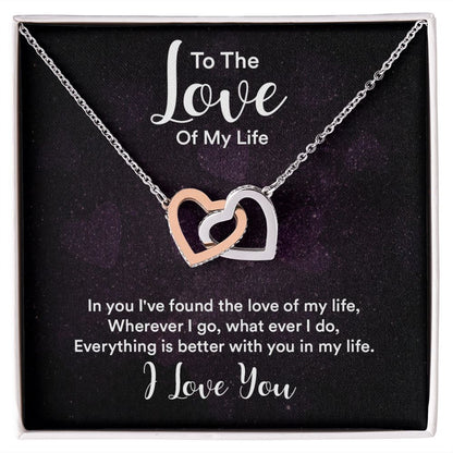Couples Gifts, To the Love of My Life Necklace Love Knot Special Gift, Wedding Anniversary Jewelry For Wife From Husband, Wife Birthday From Husband, To My Soulmate Message Card and Gift Box styles On Birthday, Christmas, Anniversary  Interlocking Heart