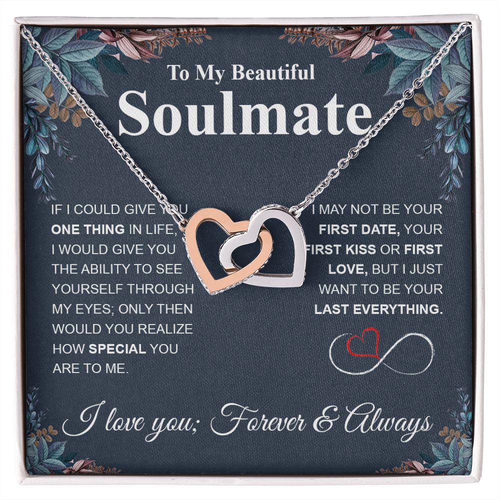 To My Beautiful Soulmate Necklace My Last Everything, Promise Necklace For Her, Fiance Gift For Her, Wedding Gifts For Future Wife With Message Card Box LED, Soulmate Necklace For Women, To My Wife Necklace Interlocking Heart
