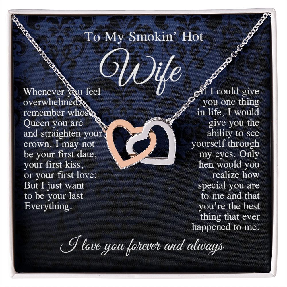 To My Beautiful Soulmate Necklace, Valentine Anniversary Jewelry Gift for Women, Anniversary Gifts For Wife From Husband To My Wife Necklace Message Card and Necklace Gift Box Gift Box Styles on Birthday, Wedding, Anniversary, Valentine Interlocking Heart