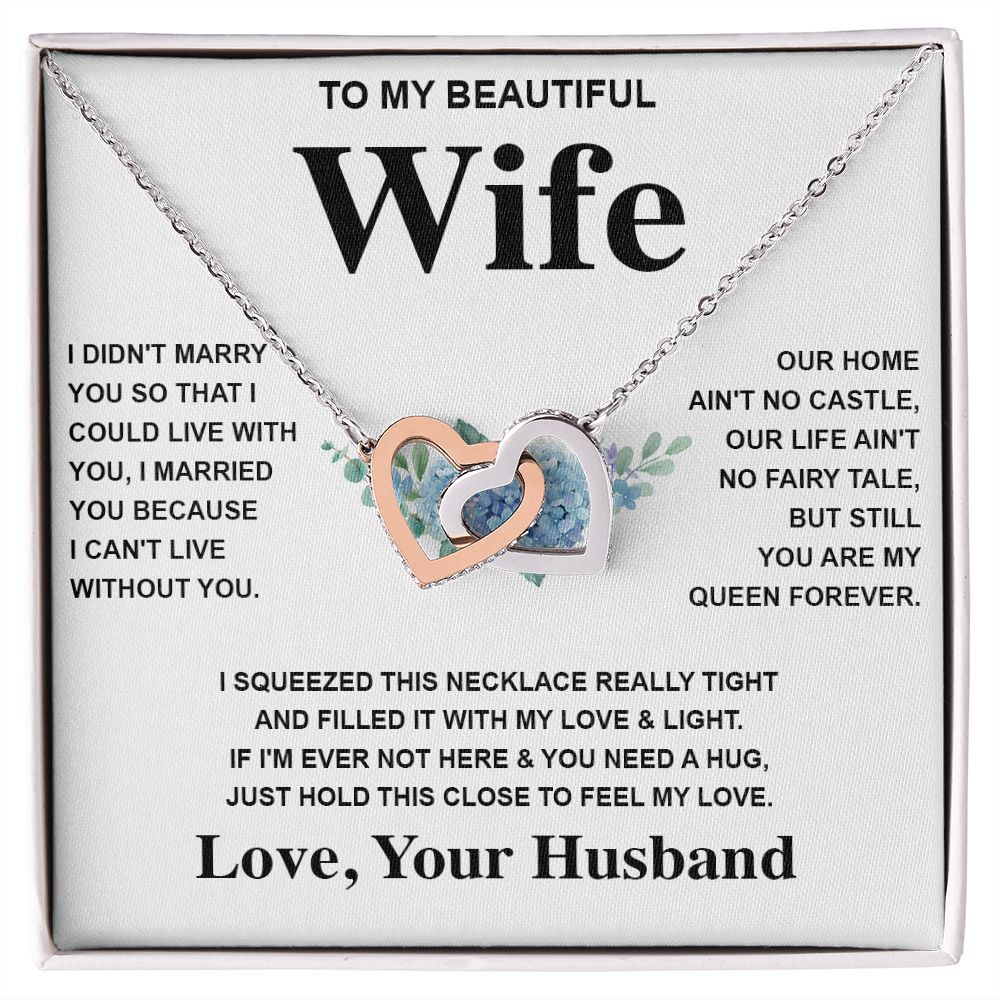 Wife Necklace Gift From Husband To My Badass Wife Pendant Valentines Day Anniversary Jewelry with Message Card and Gift Box. Gift for Wife. Necklace Gift Set for Wife Message Card and Necklace Gifts Box Gift Box Styles Interlocking Heart