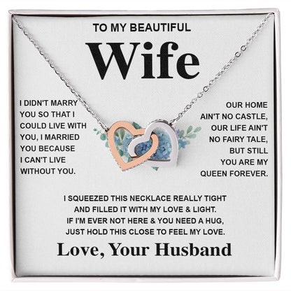 Wife Necklace Gift From Husband To My Badass Wife Pendant Valentines Day Anniversary Jewelry with Message Card and Gift Box. Gift for Wife. Necklace Gift Set for Wife Message Card and Necklace Gifts Box Gift Box Styles Interlocking Heart