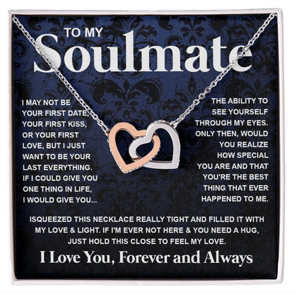 Couples Gifts Necklace To My Soulmate Necklace Anniversary Christmas Jewelry Romantic Gifts For My Wife Pendant Jewelry with Message Card and Box Necklaces for Women Valentines Day Happy Anniversary Wedding Present Interlocking Heart