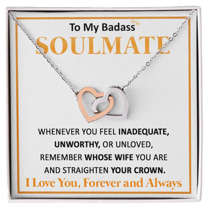 Couples Gifts, To My Dear Wife Necklace Gifts From Husband, Wedding Anniversary Jewelry For Wife From Husband, Wife Birthday From Husband, Necklace Custom Name Message Card and Gift Box Styles on Birthday, Christmas, Wedding, Anniversary Interlocking Hear