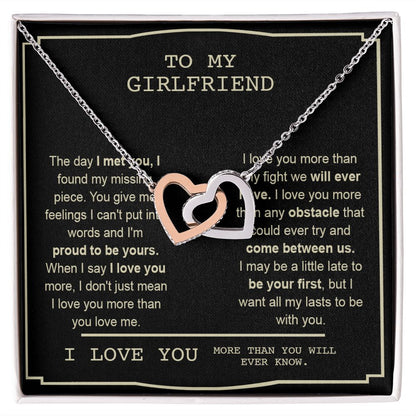 Couples Gifts, To My Boyfriend Necklace Gifts From Husband, Wedding Anniversary Jewelry For Wife From Husband, Necklace Customer Name Message Card and Gift Box styles On Birthday, Christmas, Anniversary Interlocking Heart