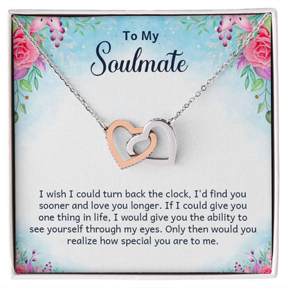 Couples Gifts Necklace To My Soulmate Necklace Gifts For My Wife, Love Knot Meaningful Necklace Message Card and Gift Box Styles on Birthday, Christmas, Anniversary Interlocking Heart
