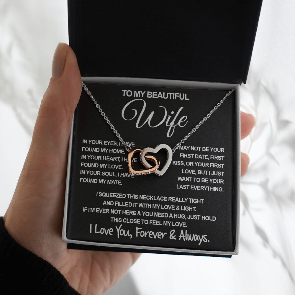 To My Beautiful Wife Necklace, Soulmate Jewelry For Women, Wife Necklace From Husband, Soulmate Valentine Gifts Necklace For Wife, Soulmate Gifts For Her, To My Future Wife Necklace Soulmate Interlocking Heart