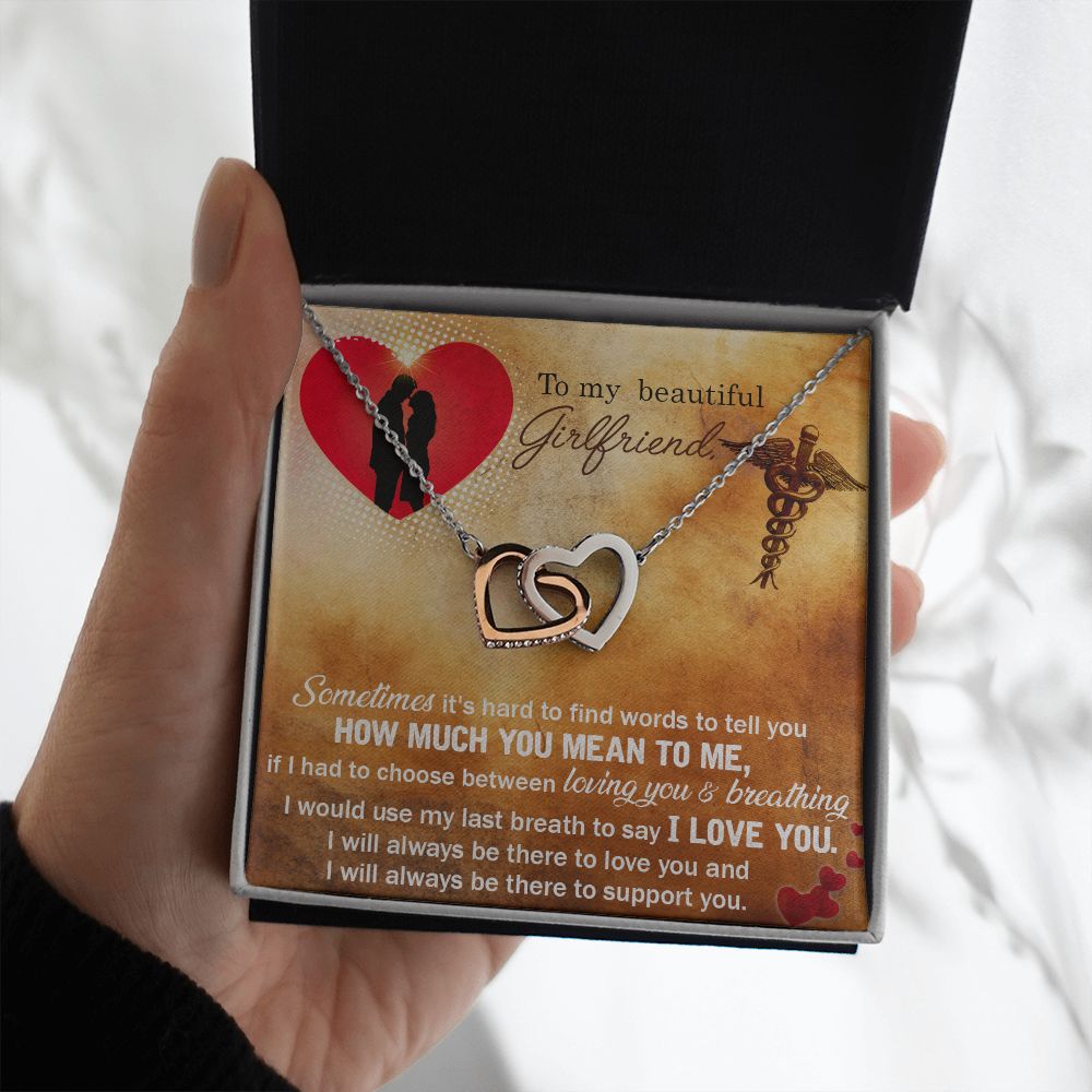 Couples Gifts, Nusre Wife Necklace Gifts From Husband, Wedding Anniversary Jewelry For Wife From Husband, Wife Birthday From Husband, To My Beautiful Girlfriend Message Card and Gift Box styles On Birthday, Christmas, Anniversary  Interlocking Heart