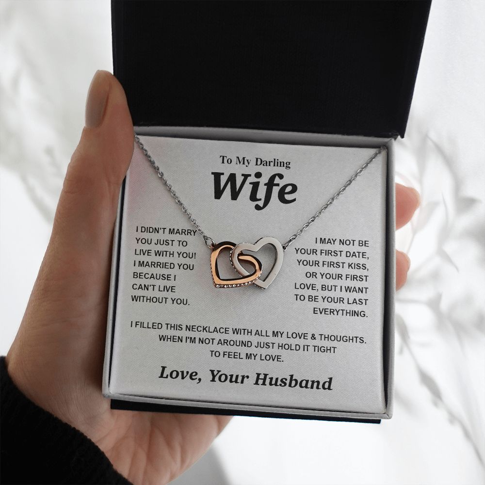 Valentine Gifts for Wife Necklace from Husband- Gifts for Wife from Husband, Birthday Gifts for Her Gifts Soulmate Message Card and Necklace Gift Box Gift Box Styles on Birthday, Wedding, Anniversary, Valentine Interlocking Heart