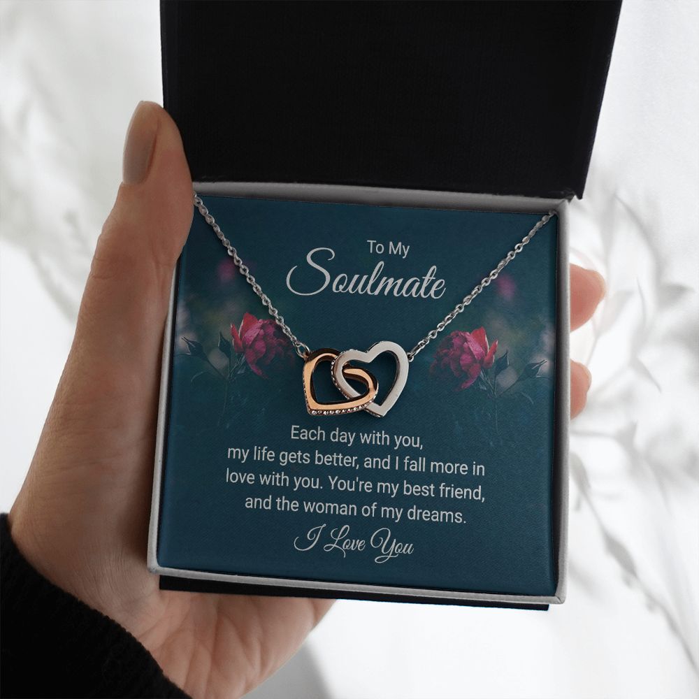 To My Soulmate Necklace for her Jewelry For Her Couples Gifts Necklaces For Soul Mate Christmas Jewelry, Dear Wife, Forever & Always, Love Knot Meaningful Necklace Message Card and Gift Box Styles on Birthday, Christmas, Anniversary Interlocking Heart
