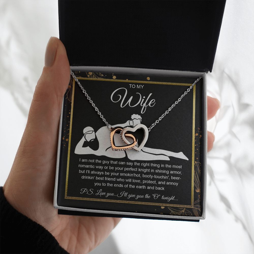 To My Wife Necklace For Women, Funny Gifts For Girlfriend,Valentine Christmas Presents For Girlfriend, Best Birthday Meaningful Gift Ideas For Wife, Women Romantic Jewelry For Her Wedding Message Card and Gift Box Styles Interlocking Heart