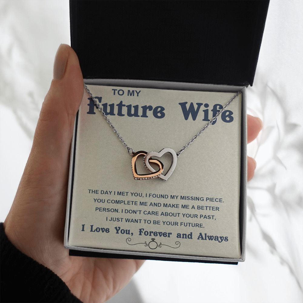 Soulmate Necklace For Women, Soulmate Gifts For Her, Future Wife Necklace, Necklaces For Girlfriend, To My Wife Necklace, Wife Necklace From Husband, Necklace Message Card and Gift Box Styles on Birthday, Christmas, Valentine Interlocking Heart