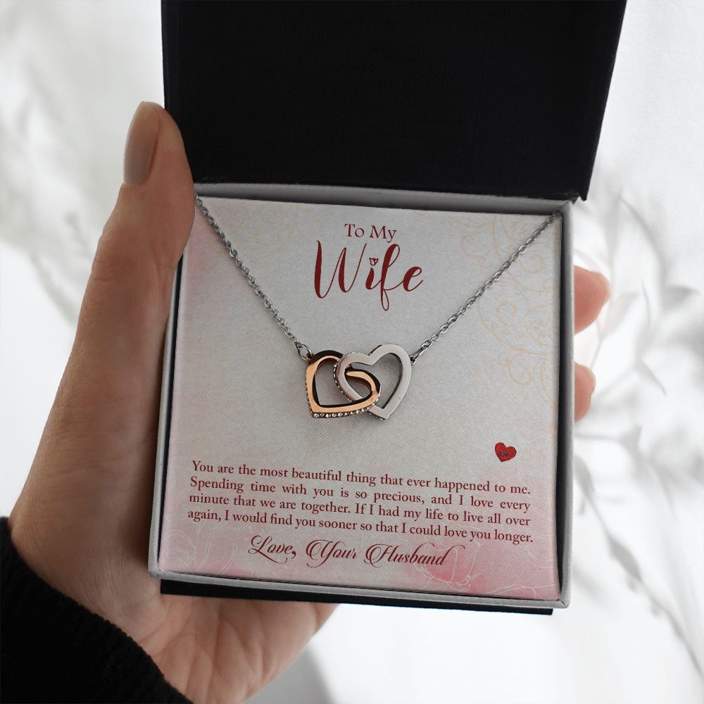 Couples Gifts,My Wife Girlfriend Necklace Gifts From Husband, Wedding Anniversary Jewelry For Wife From Husband, Wife Birthday From Husband, To My Beautiful Wife Girlfriend Message Card and Gift Box styles On Birthday, Christmas, Anniversary  Interlocking