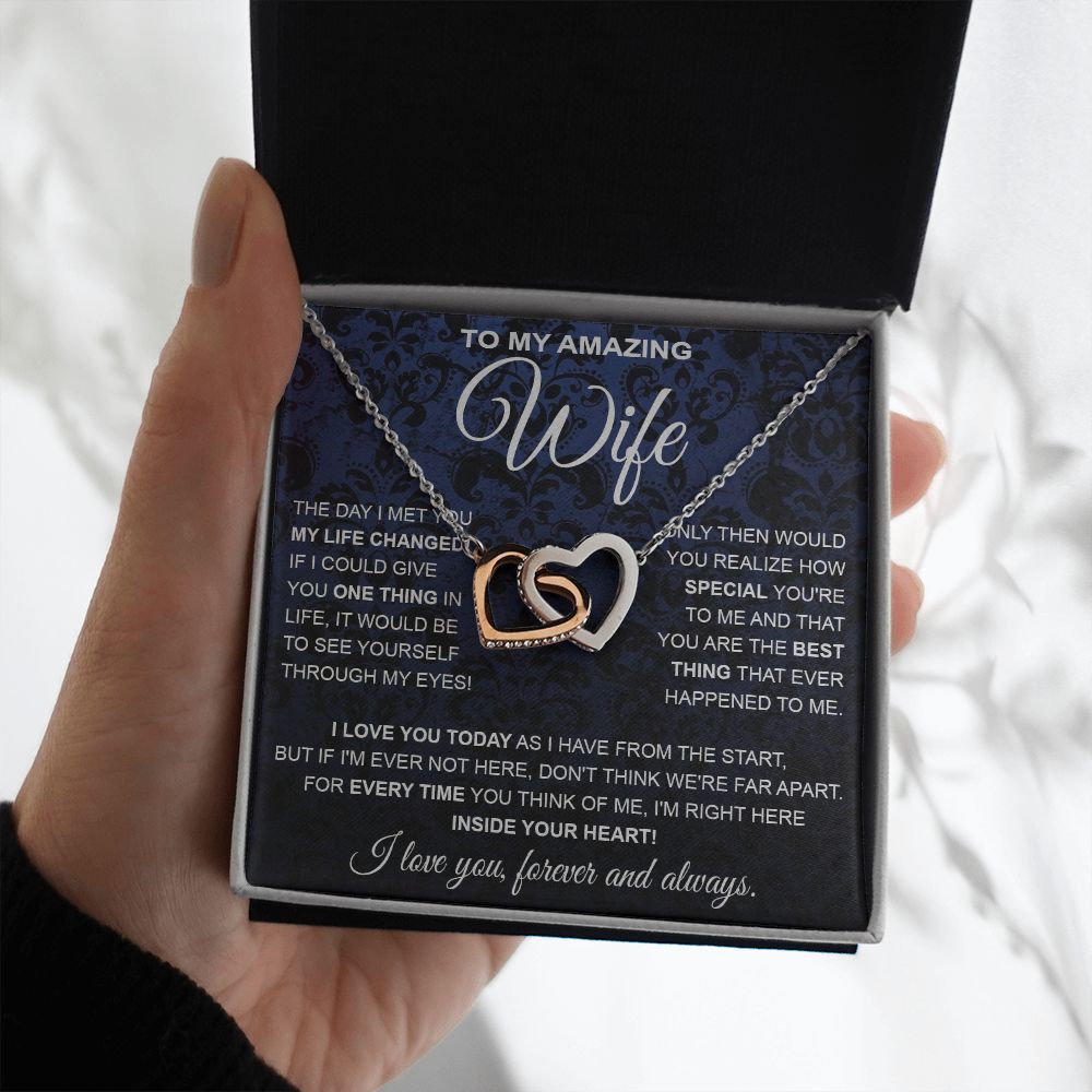 to My Wife Necklace, Soulmate Jewelry for Women, Wife Gifts from Husband, Anniversary Necklace for Wife Soulmate Gifts Future Wife Necklace Message Card and Gift Box Styles on Birthday, Wedding, Anniversary, Valentine Interlocking Heart