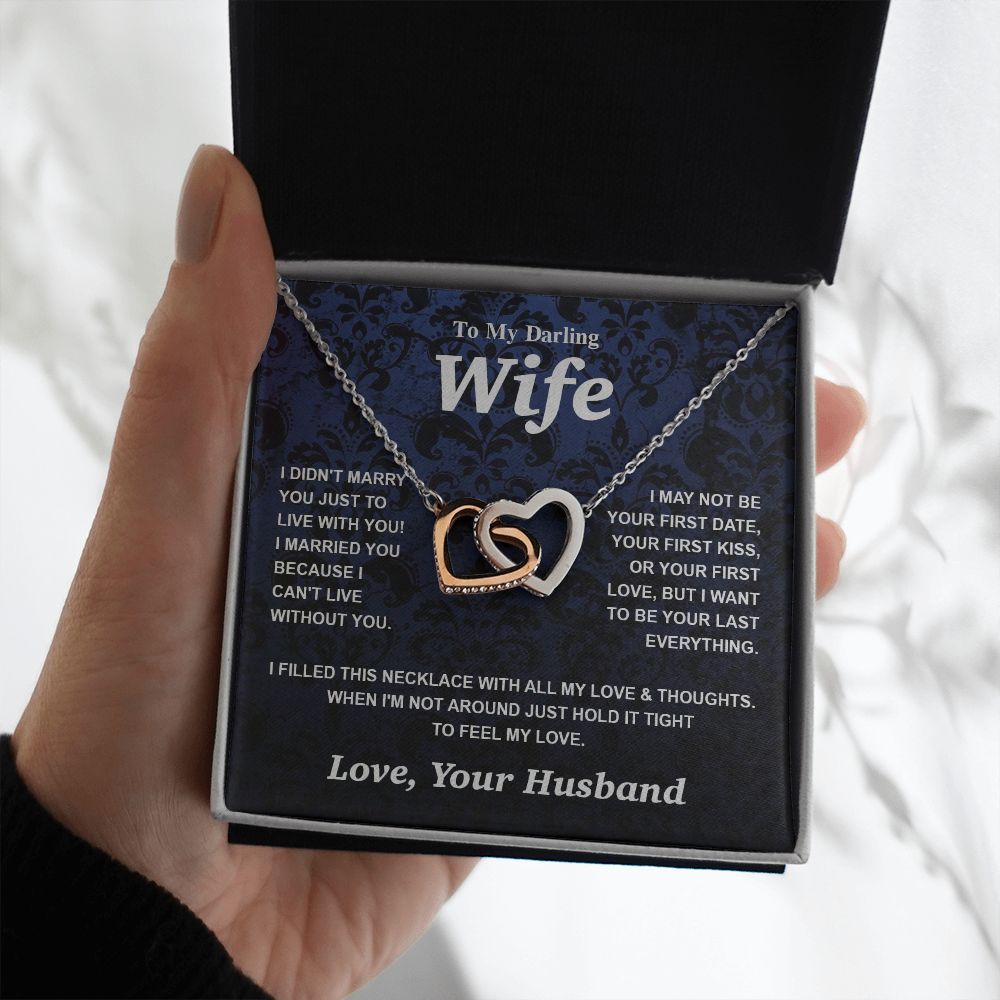 Valentine Gifts for Wife Necklace from Husband- Gifts for Wife from Husband, Wedding Gifts for Her Gifts Soulmate Message Card and Necklace Gift Box Gift Box Styles on Birthday, Wedding, Anniversary, Valentine Interlocking Heart
