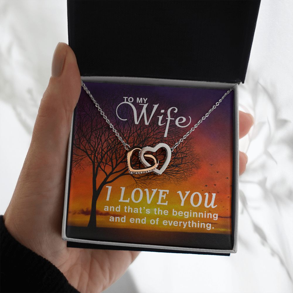 Birthday For Wife, Love Necklace Gifts For Wife From Husband, To My Soulmate Necklace For Women, To My Wife Necklace Wedding Anniversary, Love Knot Meaningful Necklace Message Card and Gift Box Styles on Birthday, Christmas, Anniversary Interlocking Heart