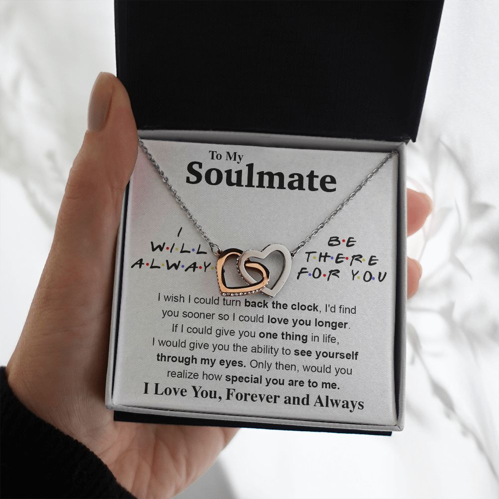 To My Soulmate Necklace To My Future Wife Gifts, Promise Necklace For Her, Fiance Gifts For Her, Valentine Gifts For Soulmate From Husband With Message Card Box LED, Soulmate Necklace For Women, To My Wife Necklace Interlocking Heart
