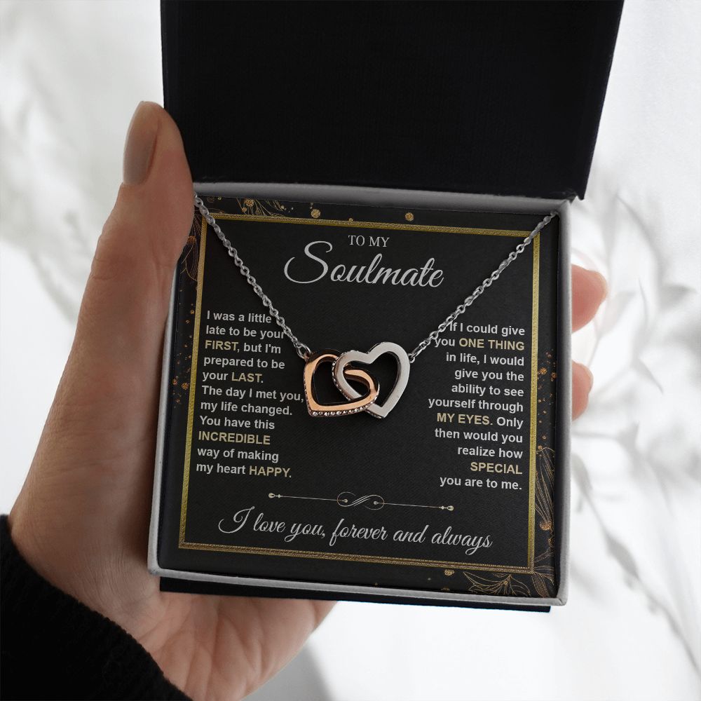To My Soulmate Necklace gift Women, Necklaces For Wife from Husband, Soulmate Jewelry to My Future Wife Necklace and Necklace For Girlfriend with Message Card and Necklace Gift Box Gift Box Styles on Birthday, Christmas, Wedding, Anniversary Interlocking