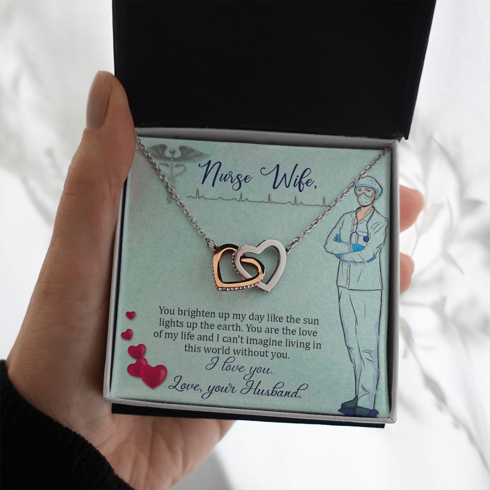 Couples Gifts, Nusre Wife Necklace Gifts From Husband, Wedding Anniversary Jewelry For Wife From Husband, Wife Birthday From Husband, To My Wife Message Card and Gift Box styles On Birthday, Christmas, Anniversary  Interlocking Heart