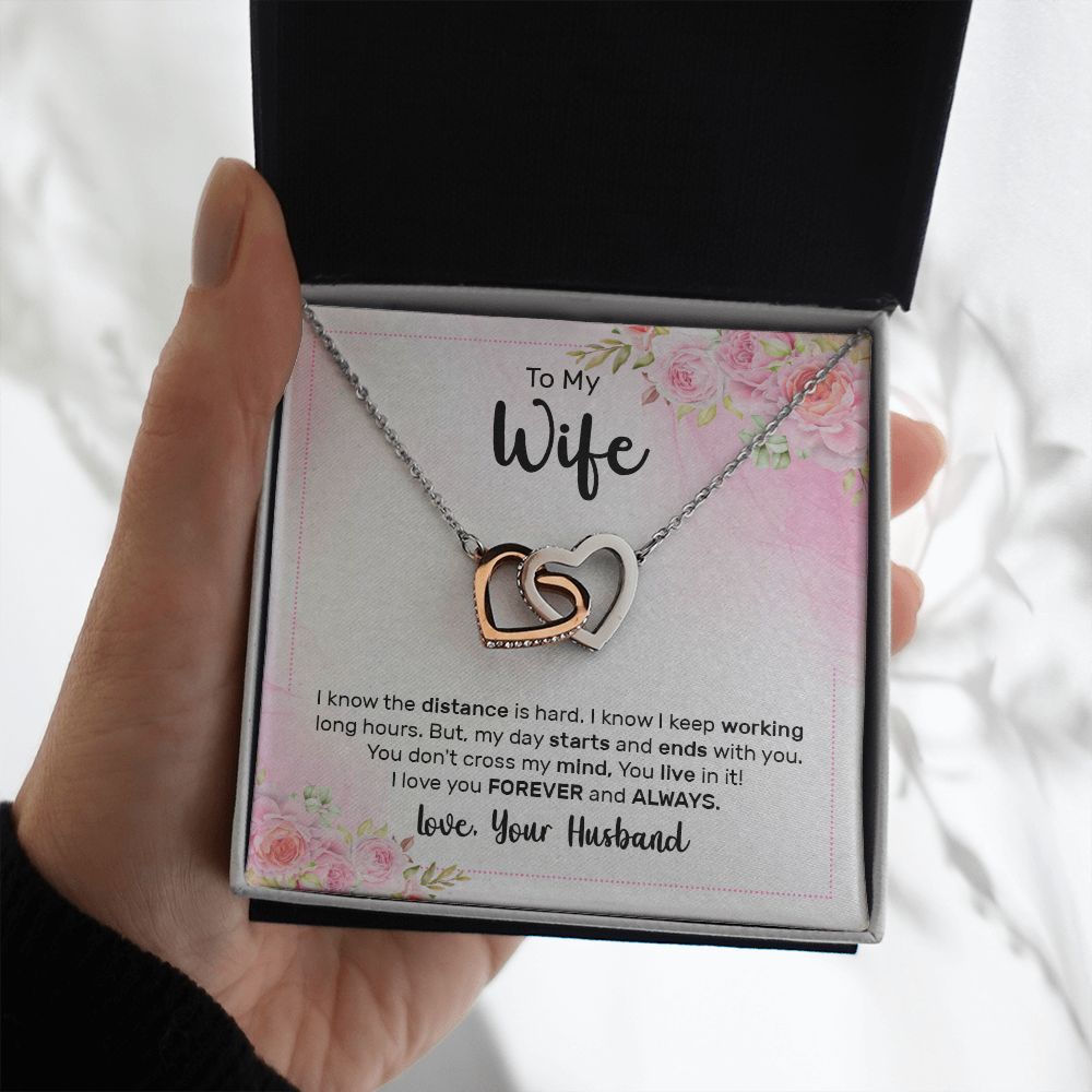 To My Wife Every Passing Second Gift Wife From Husband, Dear Wife, Jewelry For Women, Jewelry For Wife, Love Knot Meaningful Necklace Message Card and Gift Box Styles on Birthday, Christmas, Anniversary Interlocking Heart