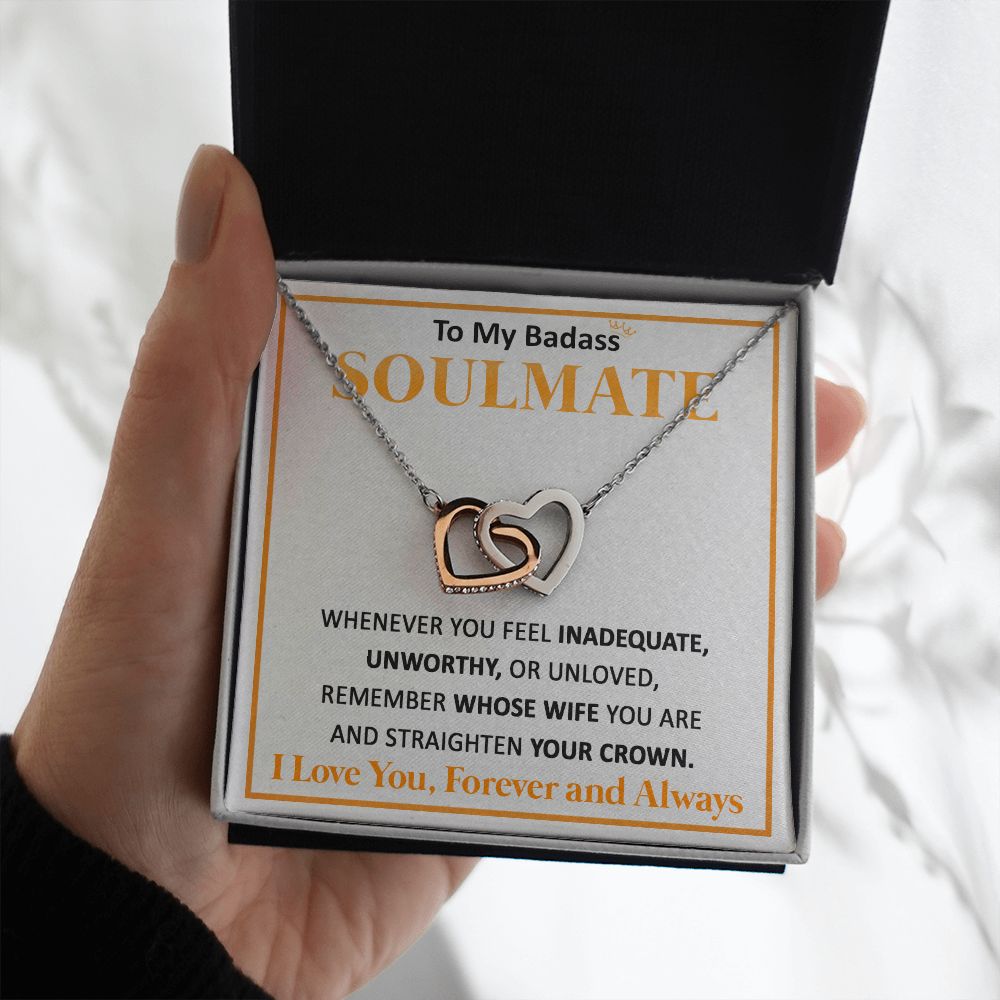 Couples Gifts, To My Dear Wife Necklace Gifts From Husband, Wedding Anniversary Jewelry For Wife From Husband, Wife Birthday From Husband, Necklace Custom Name Message Card and Gift Box Styles on Birthday, Christmas, Wedding, Anniversary Interlocking Hear
