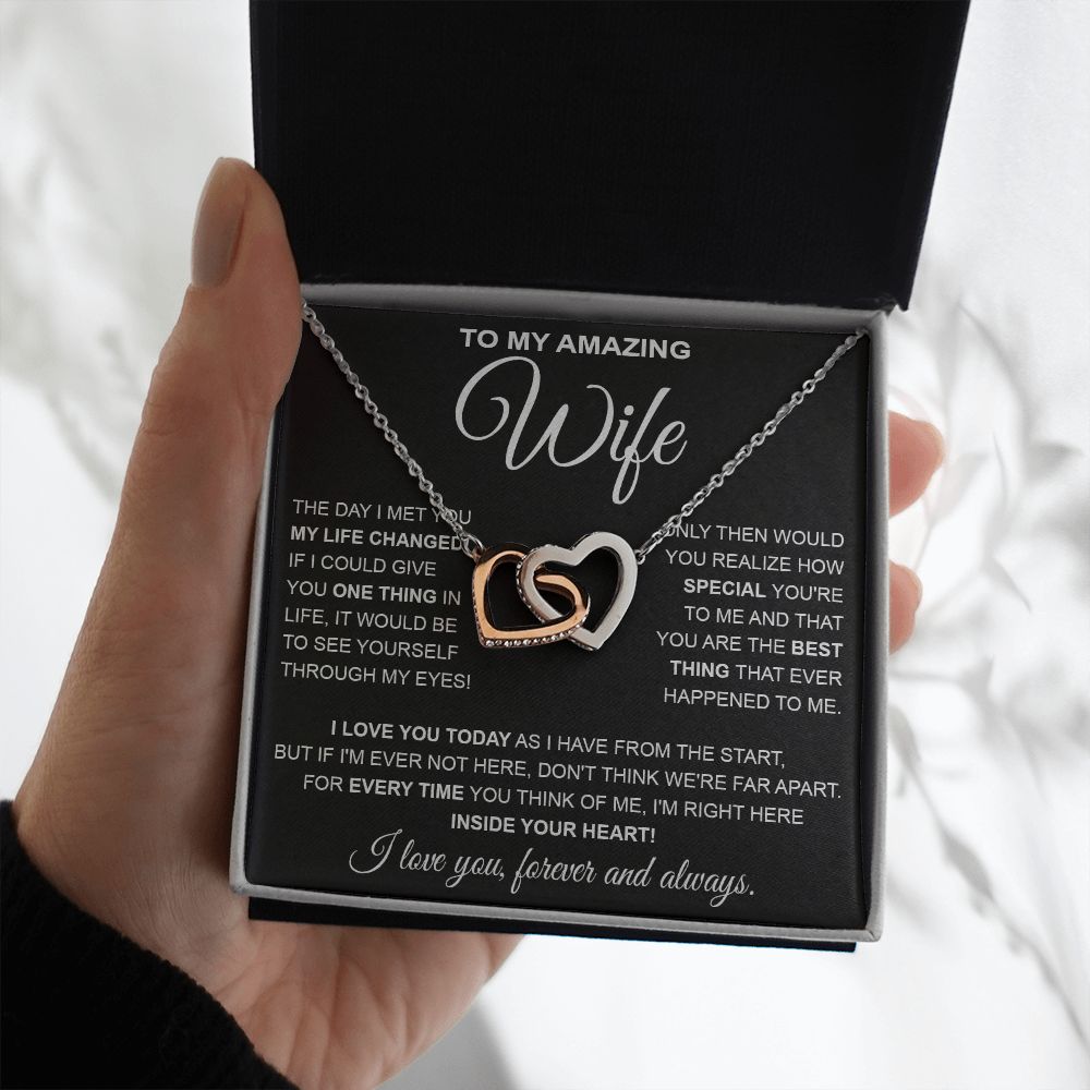 to My Wife Necklace, Soulmate Jewelry for Women, Wife Gifts from Husband , Necklace for Wife Soulmate Gifts Future Wife Necklace Message Card and Gift Box Styles on Birthday, Wedding, Anniversary, Valentine Interlocking Heart