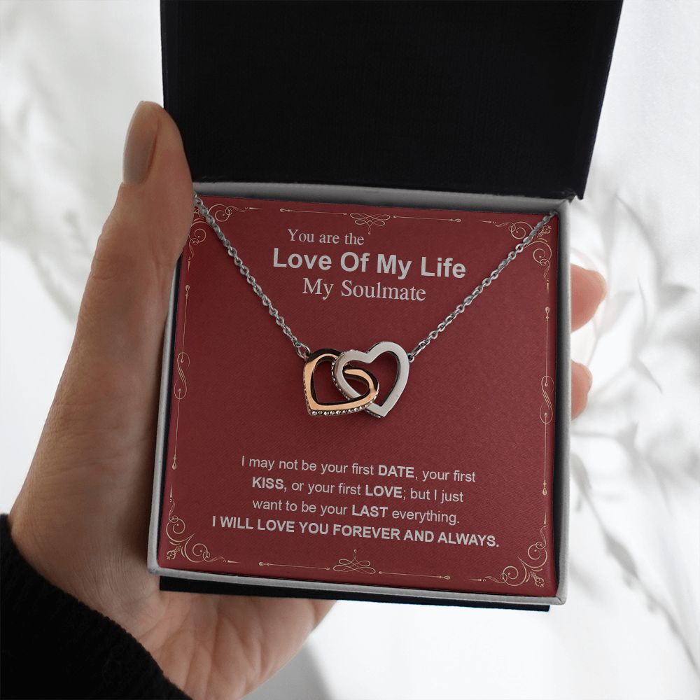 To My Soulmate Necklace, Necklaces For Wife from Husband, Soulmate Necklace to My Future Wife, Necklace For Soulmate with Message Card and Necklace Gift Box Gift Box Styles on Birthday, Christmas, Wedding, Anniversary Interlocking Heart