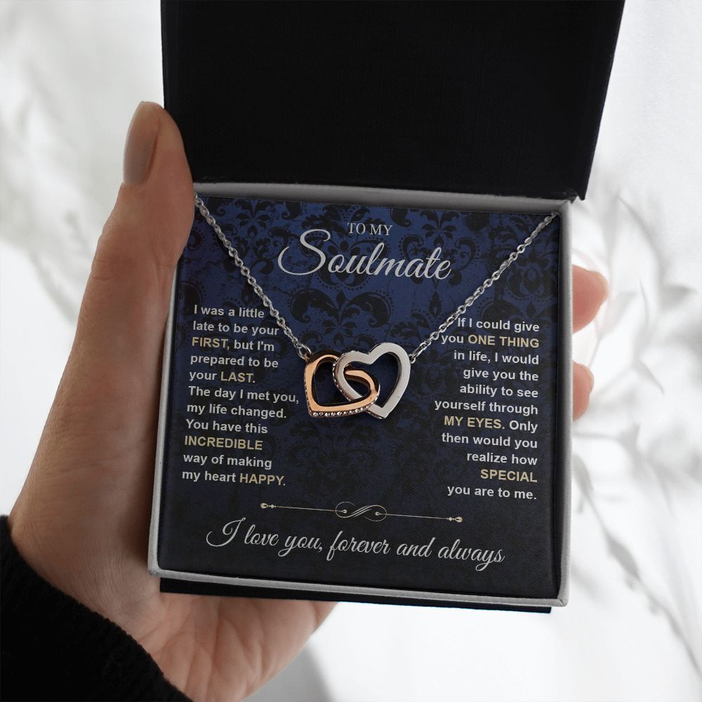 To My Soulmate Necklace for Women, Necklaces Gift For Wife from Husband, Soulmate Jewelry to My Future Wife Necklace and Necklace For Girlfriend with Message Card and Necklace Gift Box Gift Box Styles on Birthday, Christmas, Wedding, Anniversary Interlock